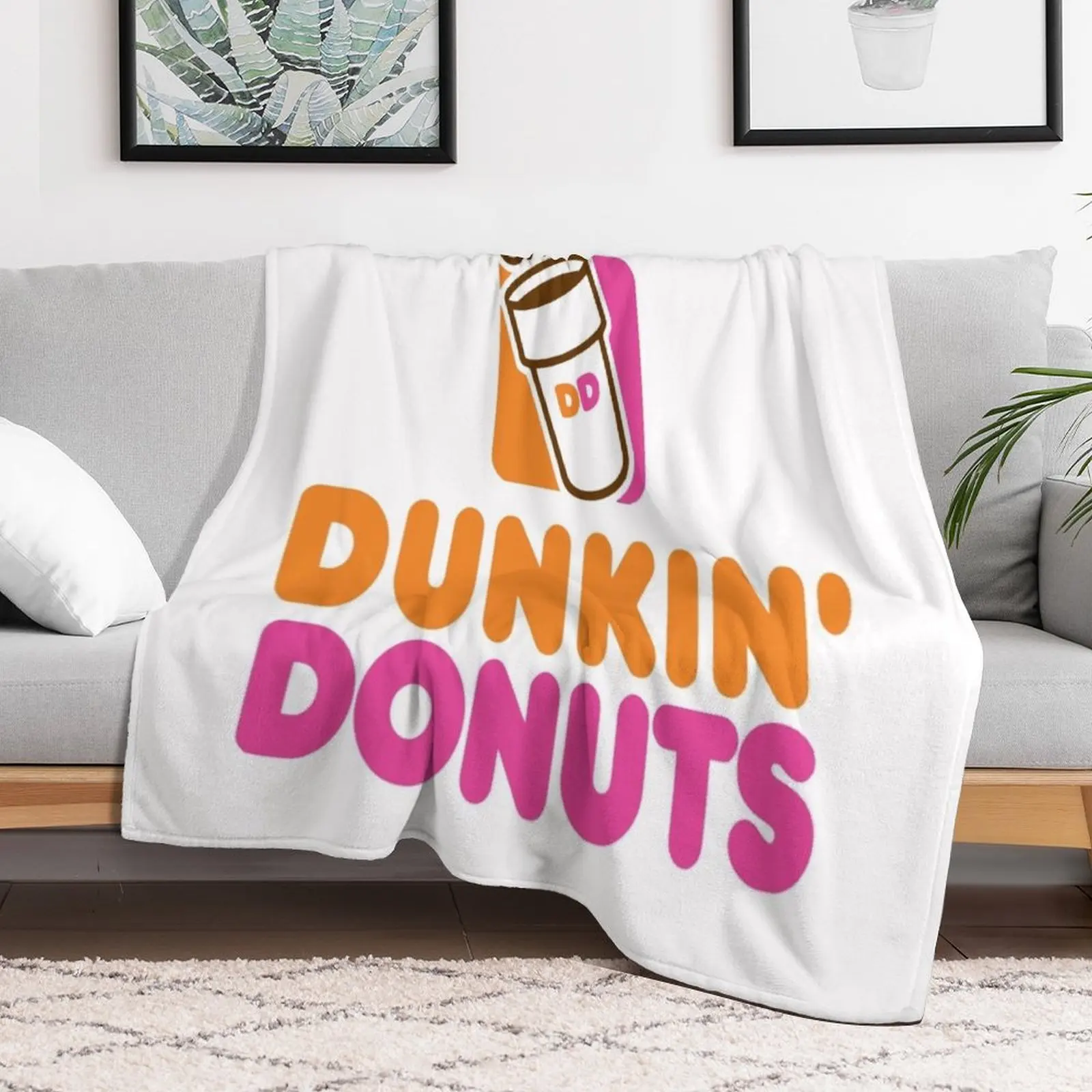 DUNKIN DONUTS Throw Blanket Stylish Decor Blanket Gift for Friends Roommate