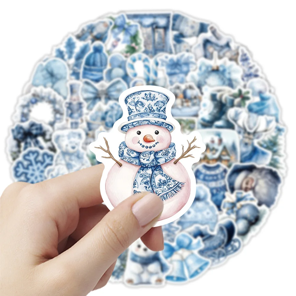 10/50PCS Blue Christmas Element Stickers Creativity Festival Graffiti Decoration DIY Notebook Mobile Guitar Suitcase Toys Decals
