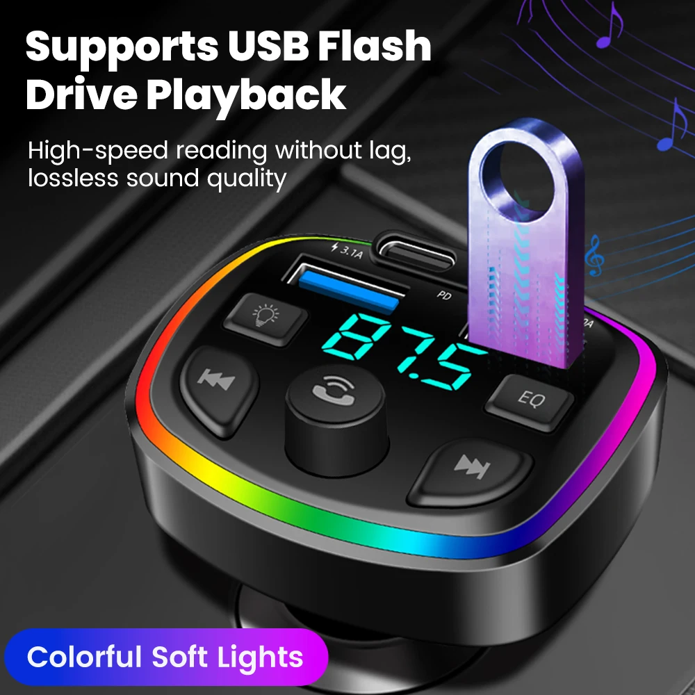 Car Charger Wireless Bluetooth FM Transmitter Hands-Free Calling Radio Receiver Mp3 Music Stereo Adapter Dual USB Port Charger gallery 3