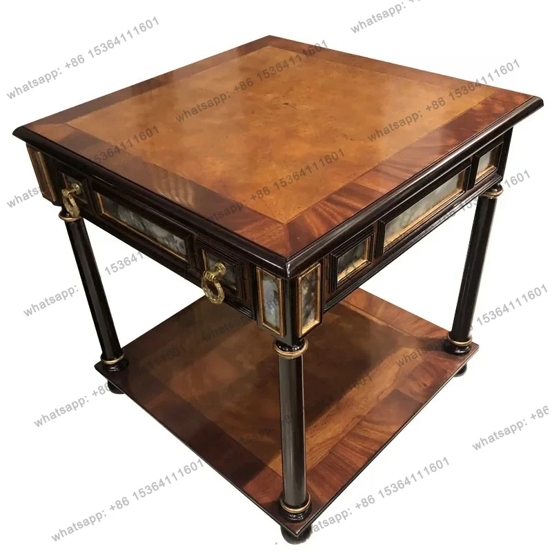 Nordic high-end solid wood edge few shells inlaid European small coffee table living room coffee table