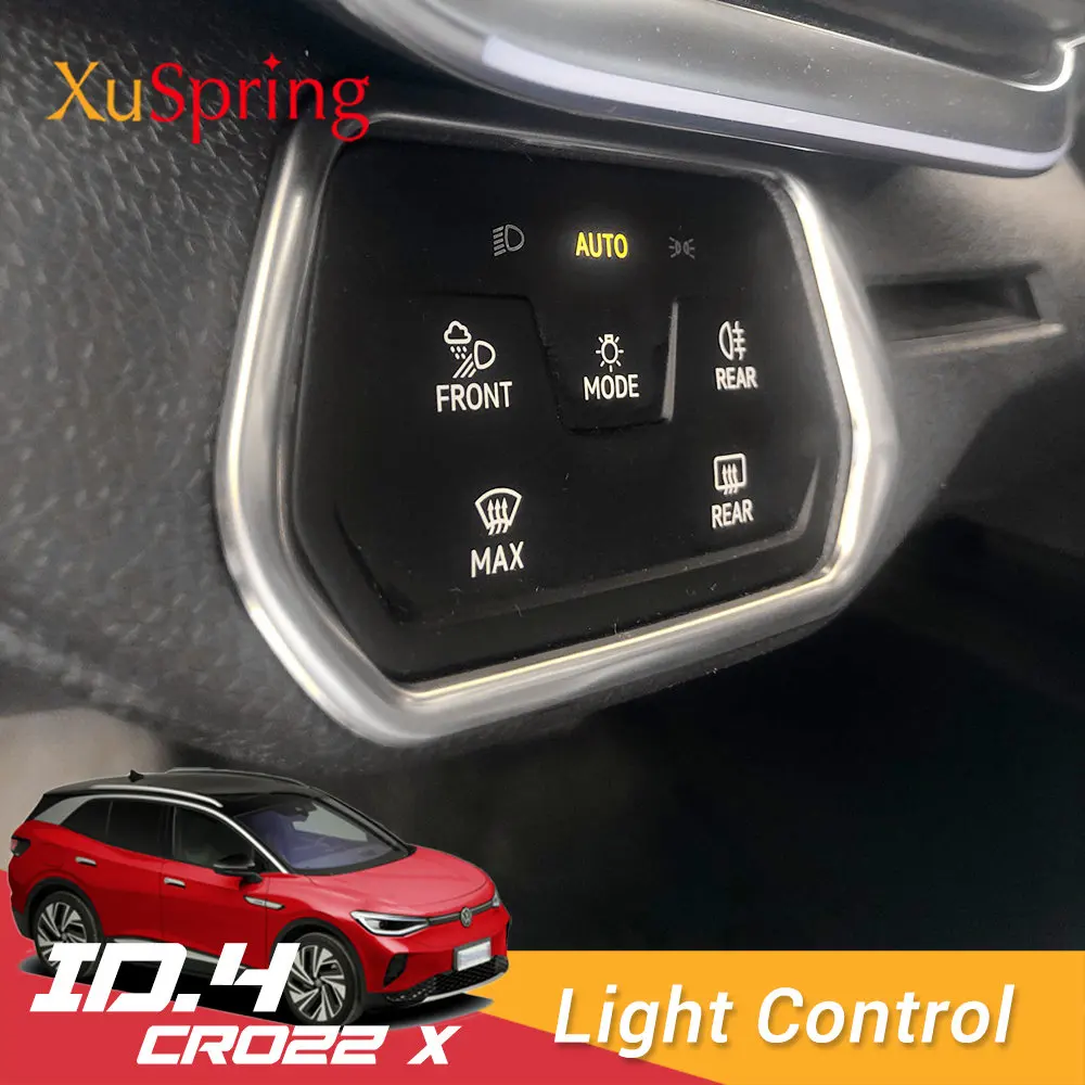 Cornice del telaio dell'interruttore del faro dell'auto per VW ID.4 ID4 ID.5 GTX crzz X PRO 2021 2022 2023 regolazione della lampada della testa pannello di controllo Trim