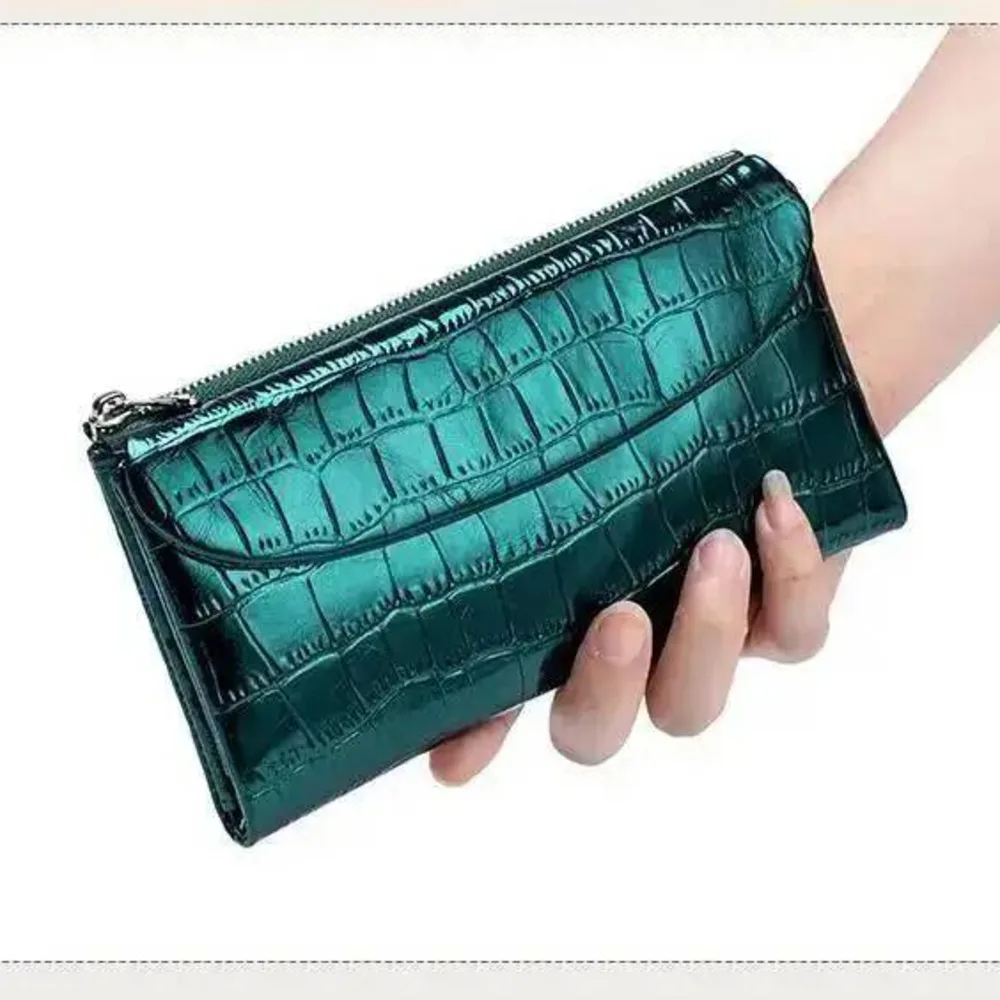 Brnad Woman Wallet Clutch Bag Elegant Long Wallet Woman Handy Bag Genuine Leather Crocodile Pattern Purse Portable Phone Bag