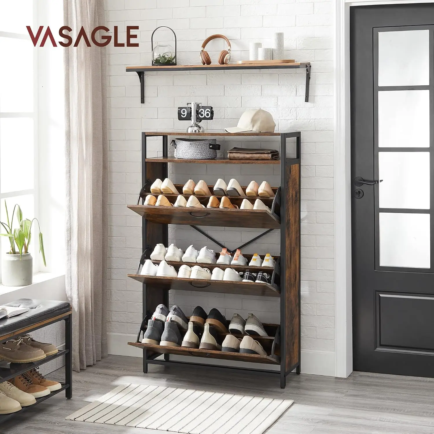 3-Drawer Shoe Cabinet Holds 15-24 Pairs Entryway Organizer White Black Brown Customized