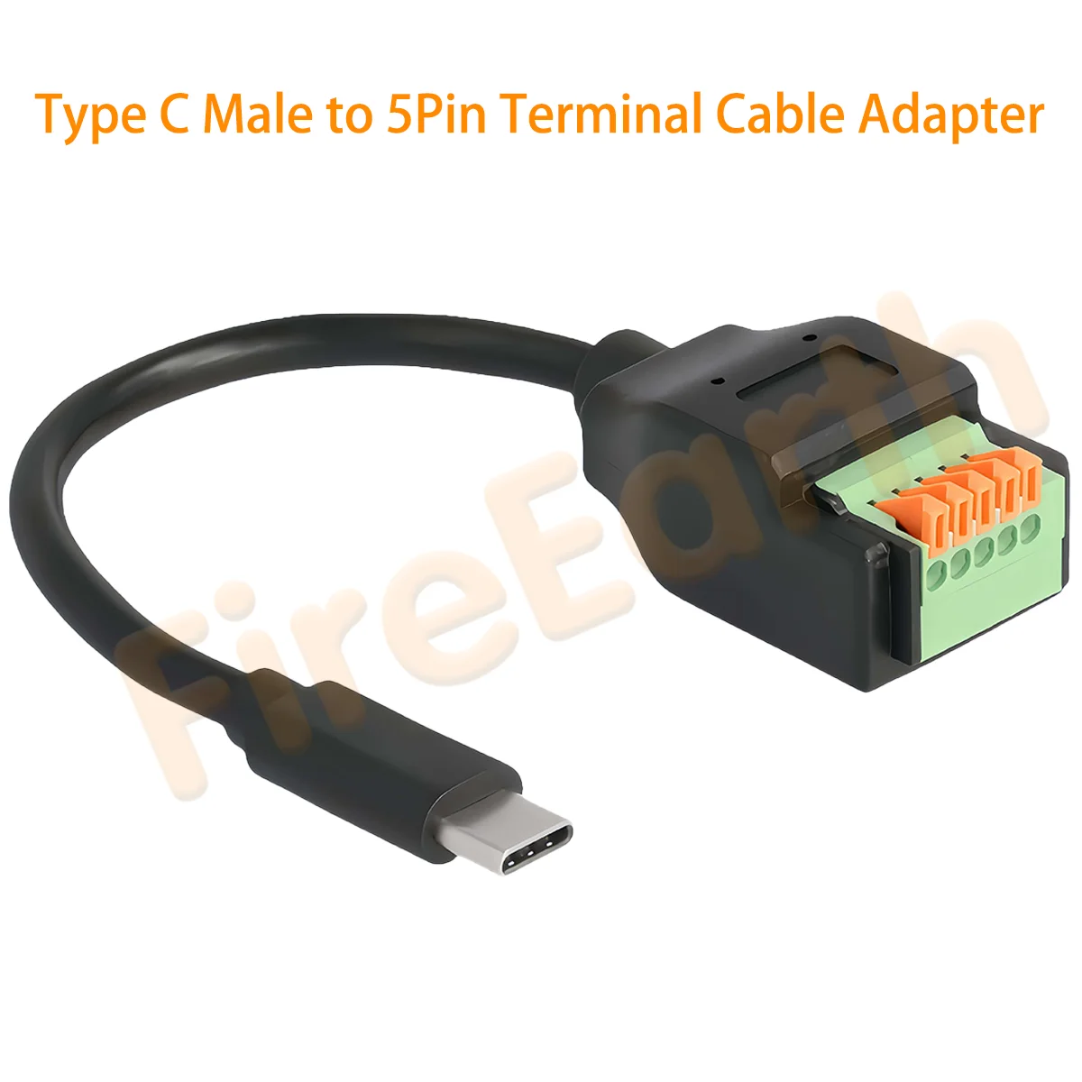 Quick Connect USB to 5Pin Crimp Terminal Block Adapter Type C Solderless Spring Terminal Breakout Board for Repair DIY Test 0.2m
