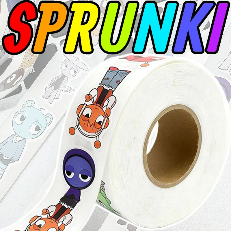 

500 шт./рулон наклеек Sprunki для граффити, для ноутбуков, бутылок для воды, багажа, чехлов для телефонов, милые аниме-наклейки для декора своими руками, детские наклейки
