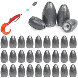 40Pcs Fishing Weight Sinkers Flipping Weights Bass Fishing Worm Sinkers Bullet Fishing Sinker Weights for Texas Rig Carolina Rig