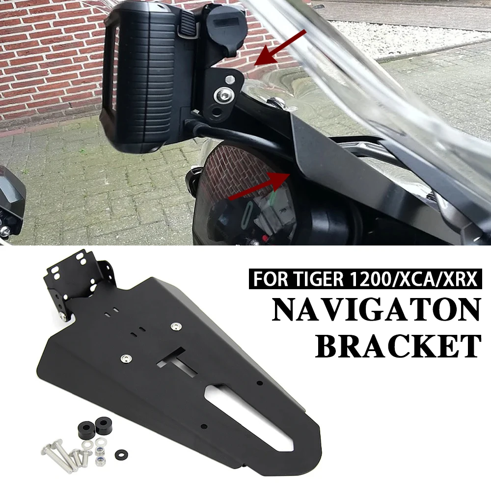 

NEW Motorcycle Fit For Tiger 1200 XCA XRX Front Phone Stand Holder Smartphone Phone GPS Navigaton Plate Bracket 2018 2019 2020