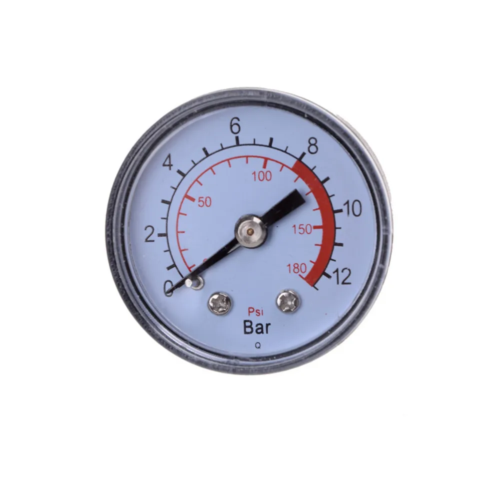 Air Compressor Pneumatic Hydraulic Fluid Iron Shell Bar Air Pressure Gauge Double Scale 0-12Bar / 0-180PSI Dia 40mm