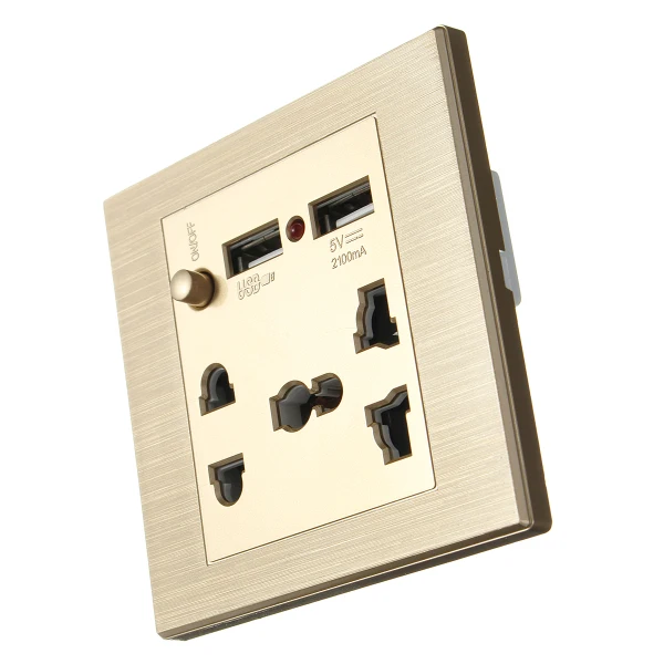 مقبس الحائط لوحة مخرج كهربائي USB مقبس الحائط مقبس USB الولايات المتحدة/المملكة المتحدة/الاتحاد الأوروبي التوصيل