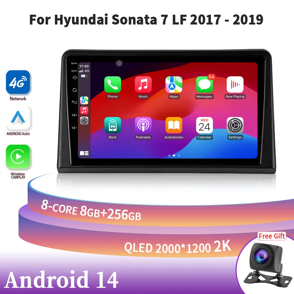 

For Hyundai Sonata 7 LF 2017-2019 Android 14 Car Radio Screen Stereo Multimedia Navigation Video GPS Wireless Carplay 5G WIFI