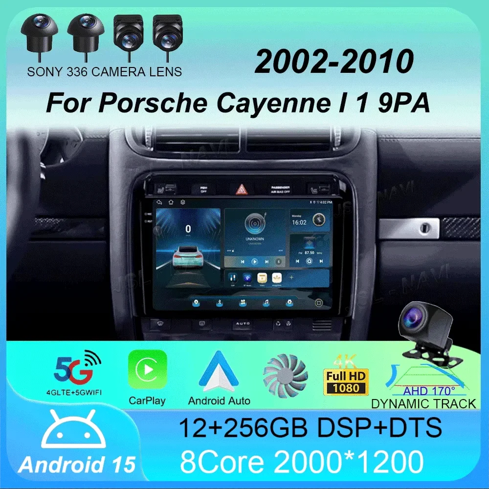 

Car Radio Android 15 Carplay Auto For Porsche Cayenne I 1 9PA 2002 - 2010 GPS Multimedia Player Stereo 360 Camera 4G+WiFi BT DSP