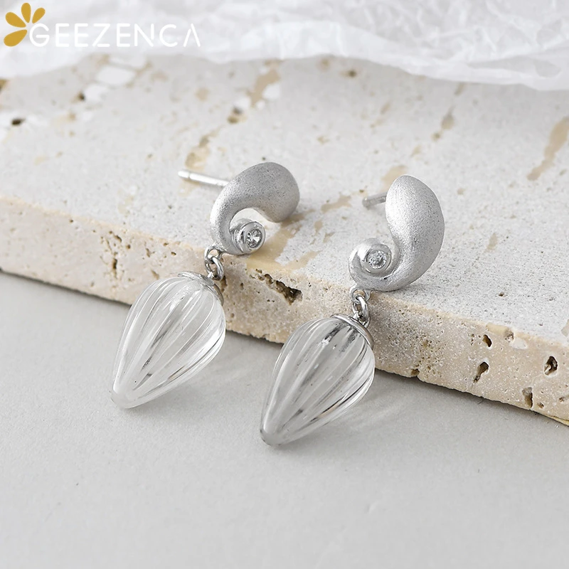 Orecchini pendenti con goccia d\'acqua in cristallo bianco naturale in argento Sterling 925 geezlenca per le donne orecchino Chic minimalista 2023