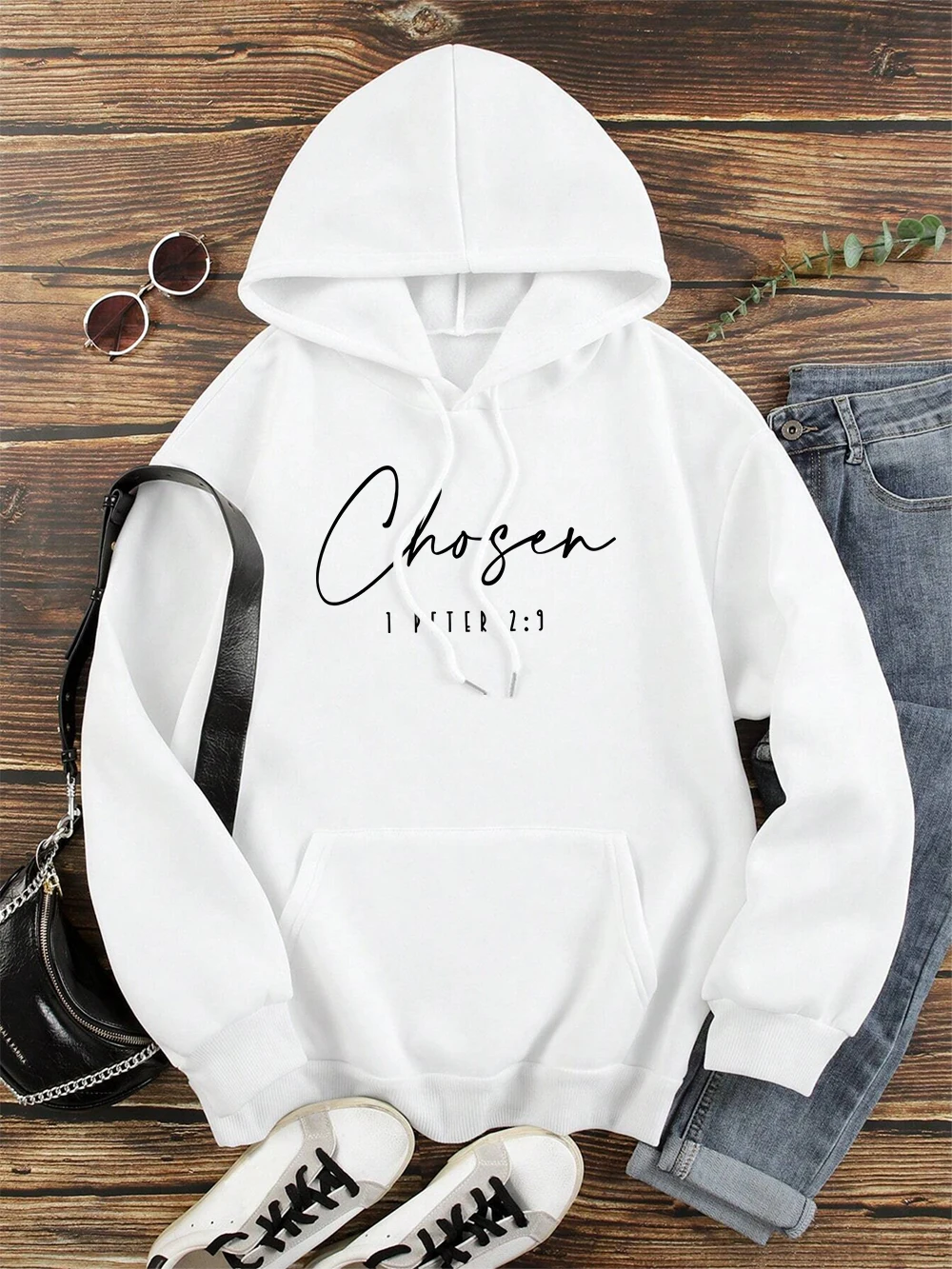 Chosen I Peter Letter Graphic Hoody Men Women Autumn Loose Sweatshirt Hip Hop Crewneck Clothes Loose Pocket Coat Hoody Couple