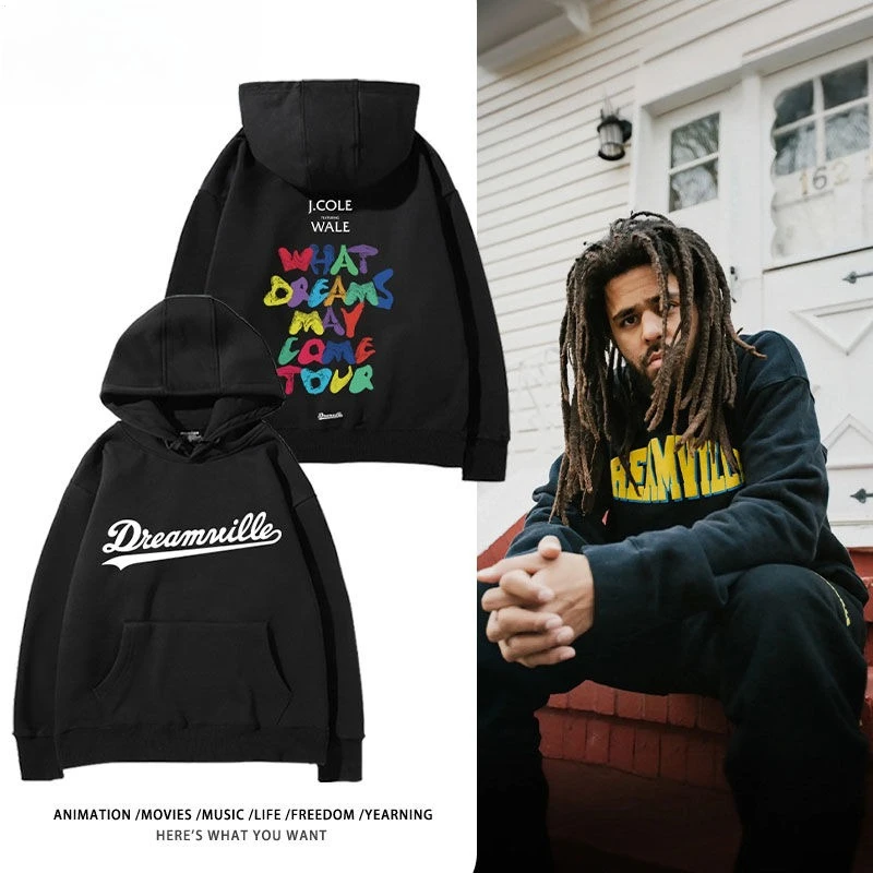 J Rap Cole Same Dreamville Hooded Sweater Men and Women Loose Retro Hip Hop Jacket Autumn and Winter Fashion Casual  Sweatshirt