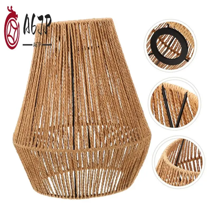 

A67P-тканый абажур для люстры, абажур из ротанга для дома, настольная лампа, абажур, прикроватная настольная лампа, ручная бумажная веревка