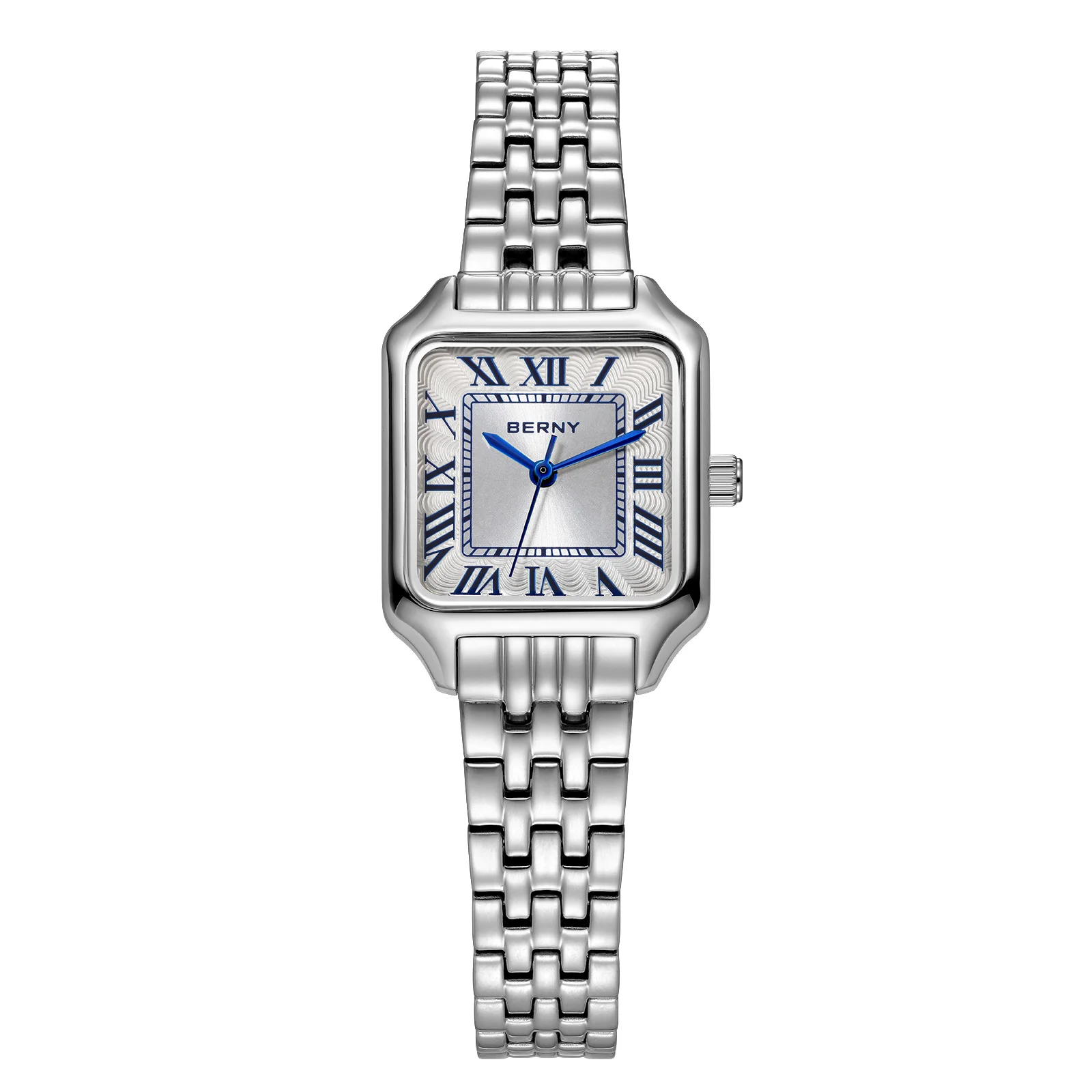 Reloj BERNY cuadrado de cuarzo para mujer, reloj pequeño con números romanos exquisitos a la moda para mujer, reloj resistente al agua con pulsera de acero 316L para mujer