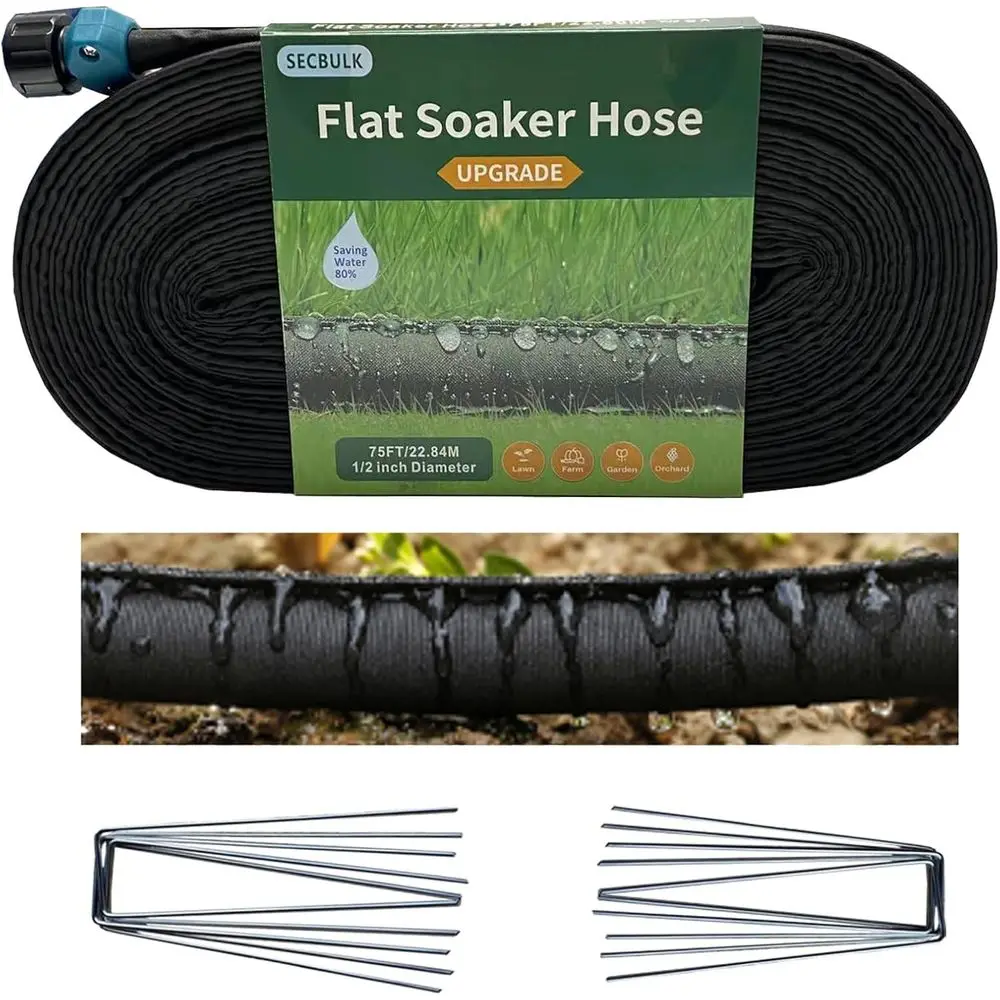 

2026 lat Soaker Hose 75 t with Stakes or Garden, 75t Linkable Drip Hose Diy Garden Irrigation System Saving 80% Water, Dual-laye