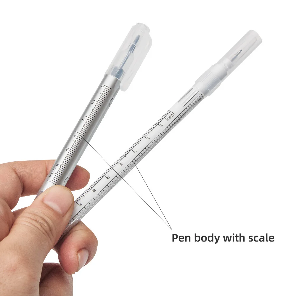 Neue Packung Einweg Medizinische Chirurgie Stift Mit Lineal Permanent Make-Up Körper Tattoo Piercing Scribe Haut Marker Stift – Detail 6