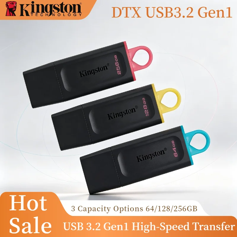 Kingston USB 3.2 Gen 1 DTX Flash Drive 256GB 128GB 64GB 32GB Mini Key Memory Stick for Computer Laptop Pro Max