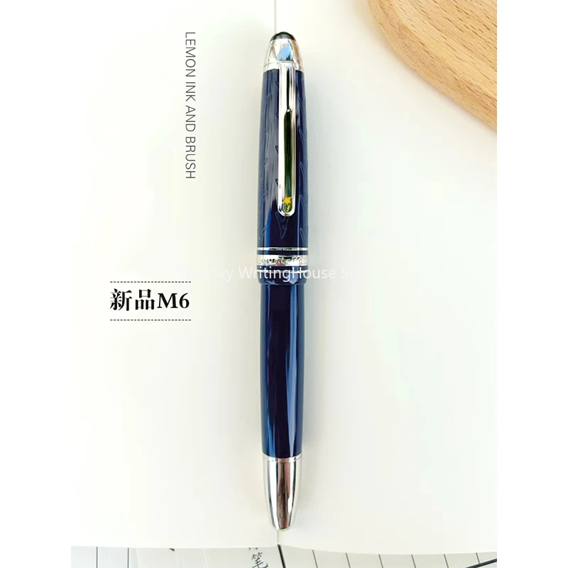 Imagem -03 - Lemon m6 Resina Pistão Fountain Pen Lâmina Nib de Faca Longa Polido à Mão Nib Escrita Papelaria Presente com Janela de Tinta Novo