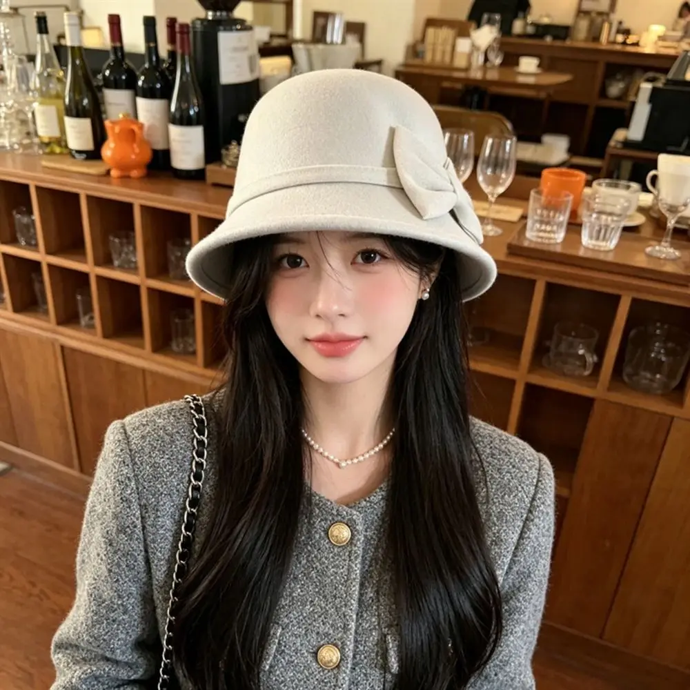 Single Face Woolen Wide Brim Hat Adjustable Fits 55cm To 58cm Head Circumference Round Top Hat Fall Winter Formal Hat
