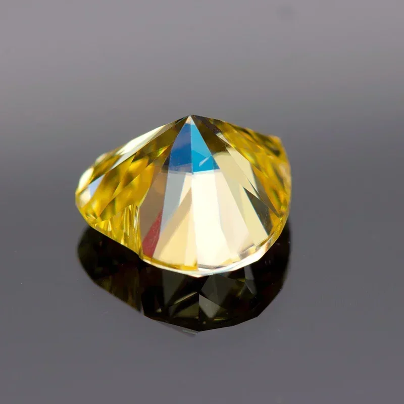 Großhandel Moissanit-Stein Zitronengelbe Farbe Herzschliff Laborgezüchteter Diamant für Damen Hochwertige Schmuckherstellungsmaterialien mit Zertifikat – Detail 4