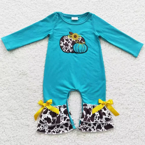 

Newborn Baby Girl Autumn 0-2 Years Pumpkin Embroidery Sleeveless Jumpsuit Girls Boys Sibling Matching Outfits Soft Cotton Cute