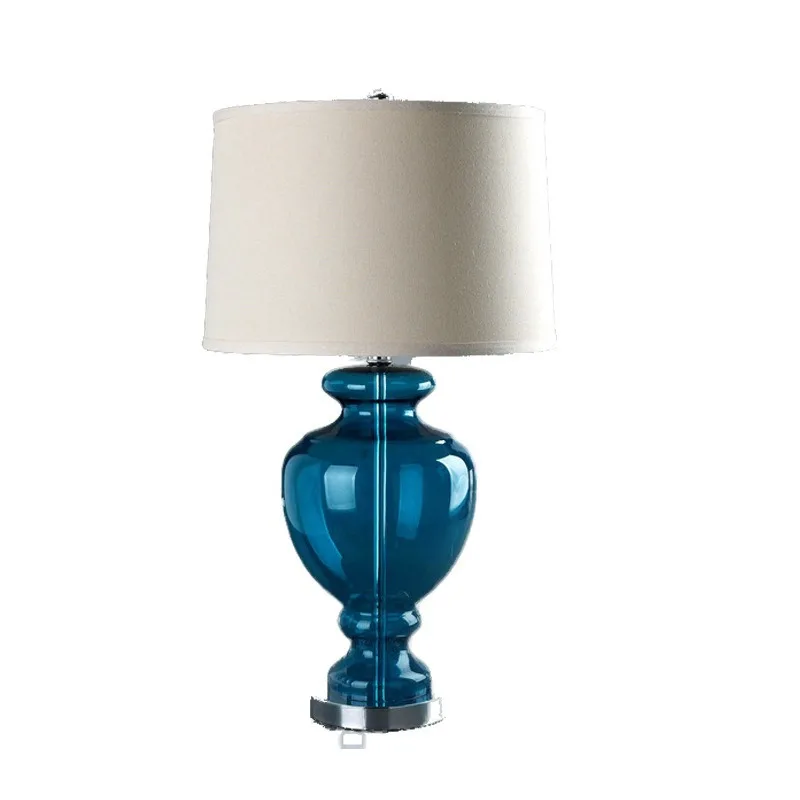 azul cabaca vaso de vidro lampada mesa para sala estar quarto lampada cabeceira 220v 110v ue plug arte deco mj1026 01