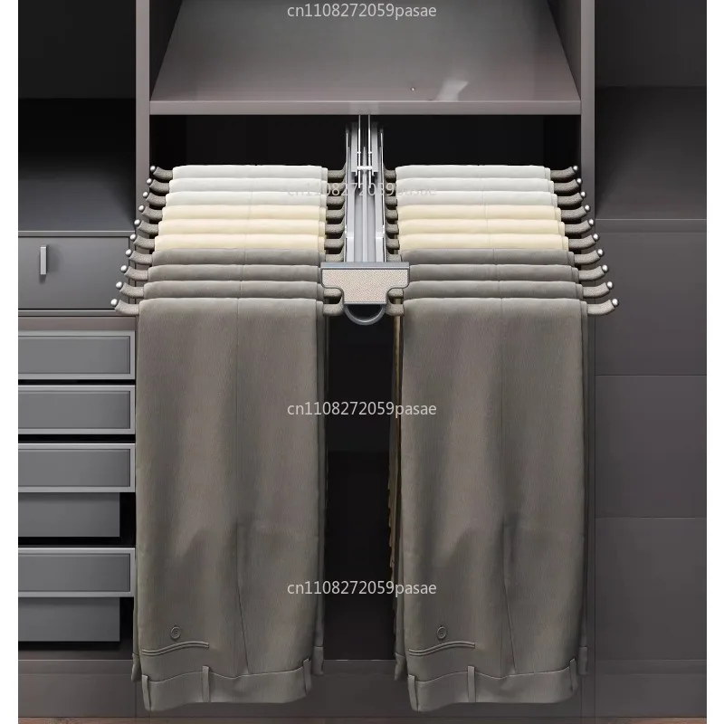 

Подходит для вешалки для брюк. Телескопический шкаф. Бытовой встроенный выдвижной шкаф с направляющей и противоскользящей корзиной.