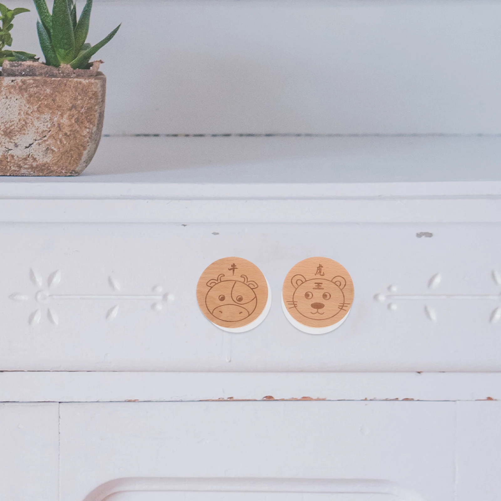 

12pcs Wooden Animal Head Drawer Pulls Durable Cabinet Handles For niture Dresser Wardrobe Bookcase Rustic Style Wood Knobs