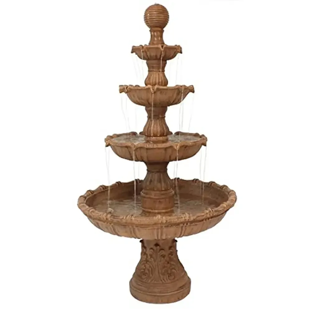 

Zen Garden Water Feature w/ Ball Top Large Outdoor Fountain Patio Relaxing Water Sounds Durable Resin Constrction Easy Assembly