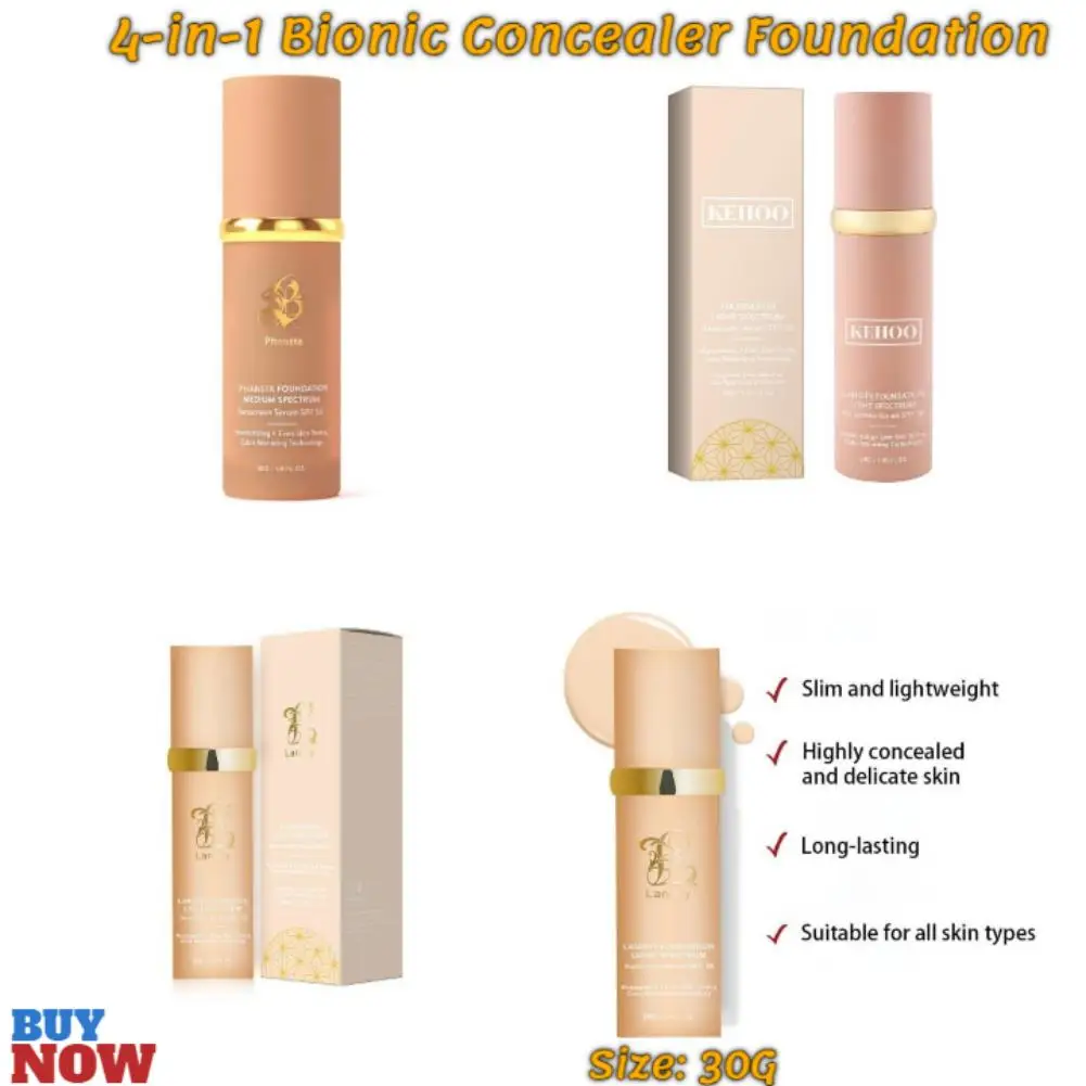 NEW High-end 4-in-1 SPF 50+ Bionic Discoloration Concealer Foundation Make-up Moisturizing Waterproof Repair Skin Makeup 30G