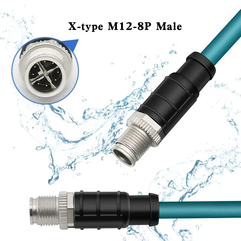 

M12 to RJ45 8 Pin X-Coded Connector Aviation Plug Male Industrial Camera Ethernet Cable IP67 M12 to rj45 Shielded Sensor Wire