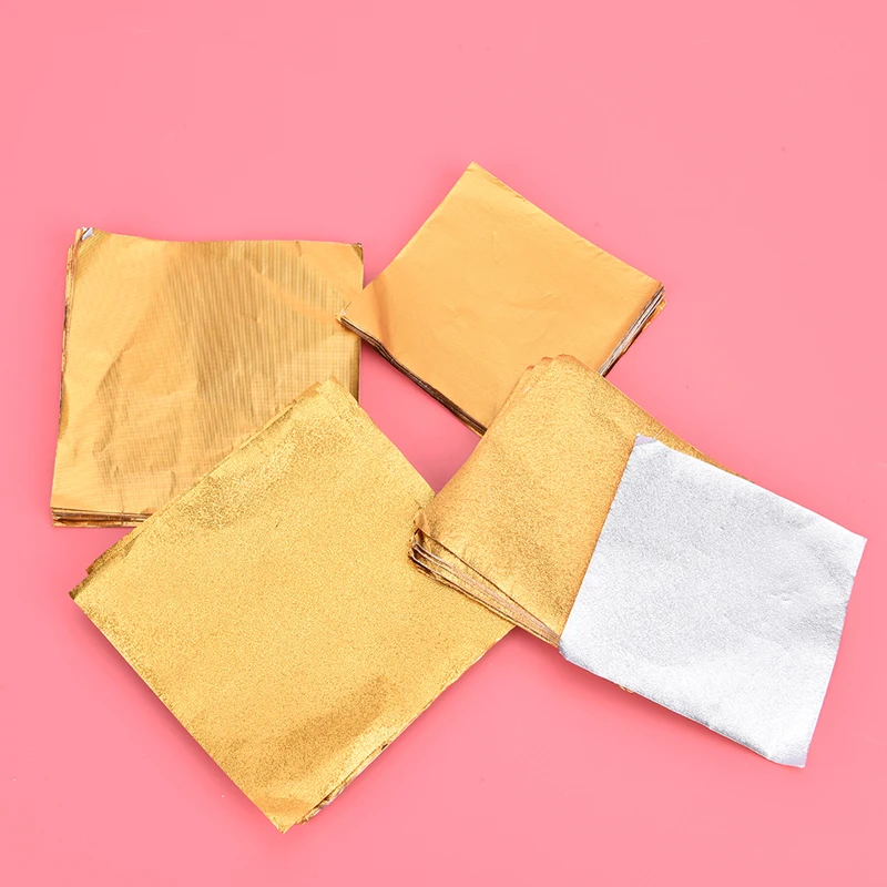 100 sztuk/opakowanie Złota folia aluminiowa Papier do pakowania cukierków Czekolada Ciasteczka Papier blaszany Arkusze papieru Artykuły imprezowe