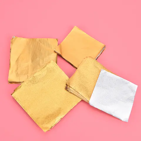 100Pcs/Pack Golden Aluminum Foil Wrapper Paper Candy Chocolate Cookie Wrapping Tin Paper Paper Sheets Party Supplies