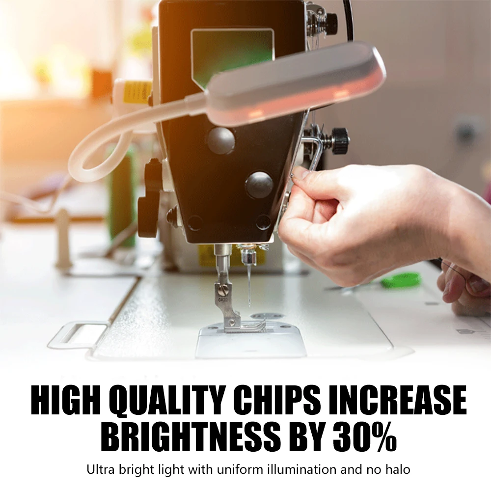 Eye-Care LED Sewing Lamp 30 Beads 110-220V Foldable Adjustable Magnetic Base No Flicker White Light 2W Sewing Machine Work Light