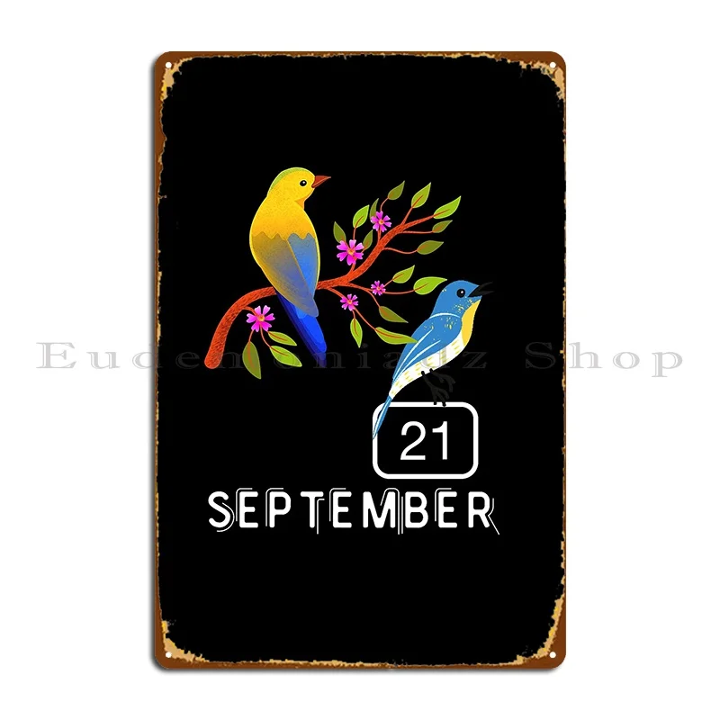 Day Of Peace Gift Funny 21 September With Birds Flowers Svg Png Design White Metal Sign Plaques Tin Sign Poster