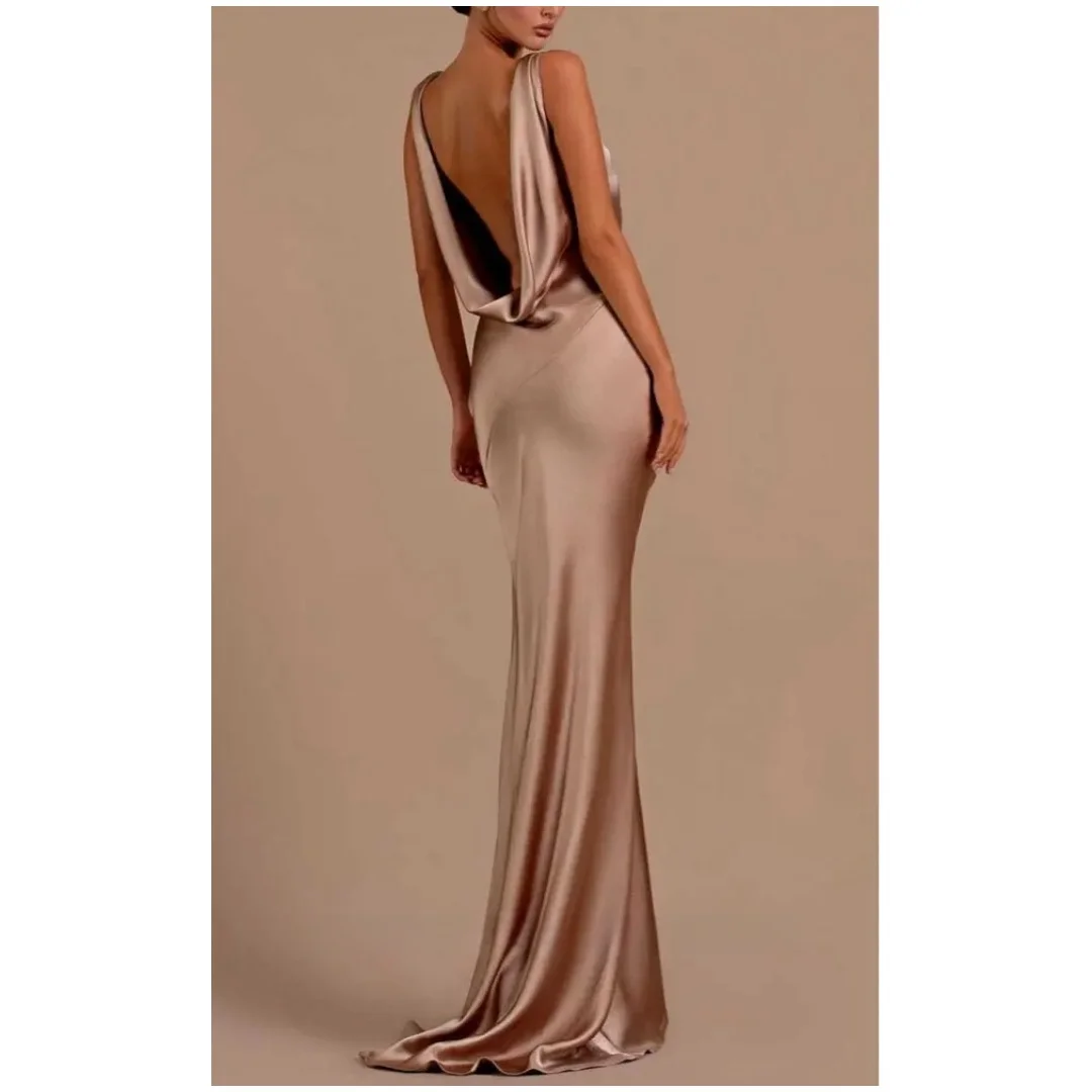 Satin Gala Dresses 2024 Lena Graduation Dress Es Sleeveless Elegant Dresses for Women Wedding Party Fish Tail Long Skirt Evening