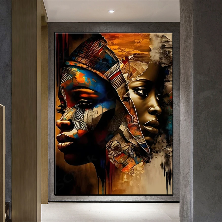 الماس طقم الطلاء جديد مجردة الفن الأسود المرأة العرقية الأفريقية التطريز فسيفساء 5D الحفر الكامل الماس عبر غرزة ديكور المنزل #1