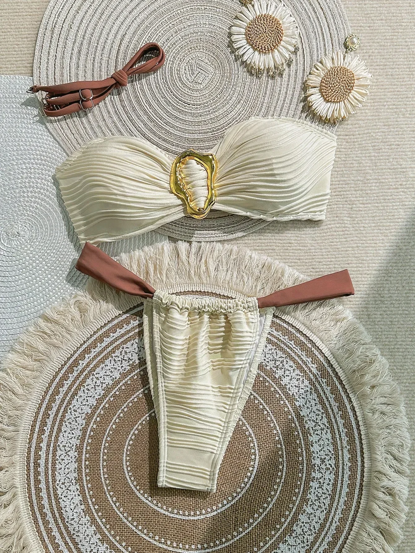 ใหม่ผ้าพิเศษ Tube Top Simple Split บิกินี่ Beach Spa ชุดว่ายน้ําสําหรับสตรี