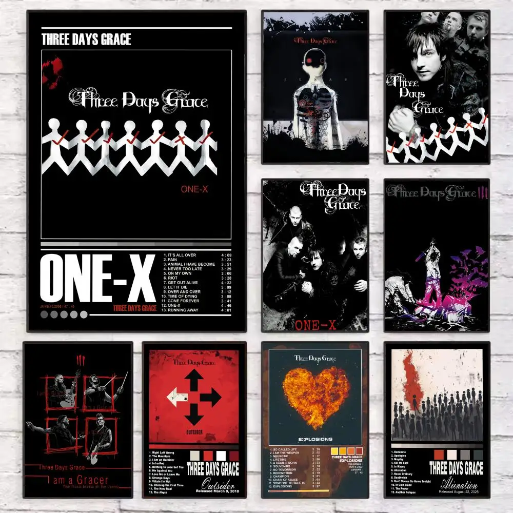 

Rock band T-three days G-grace Poster Wall Art Sticky for Living Room Bedroom Office Hallway Bar Home Decor Gift Idea