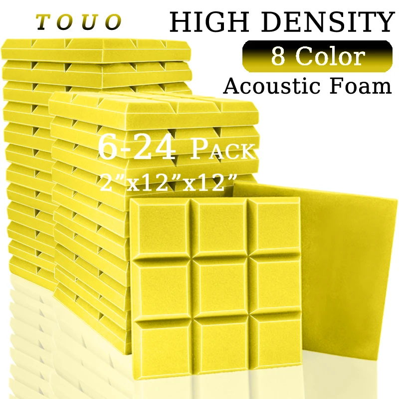 

TOUO High Density Soundproof Foams 6 12 24 Pcs Wall Soundproofing Studio Sound Absorbing Material Acoustic Insulation Foam