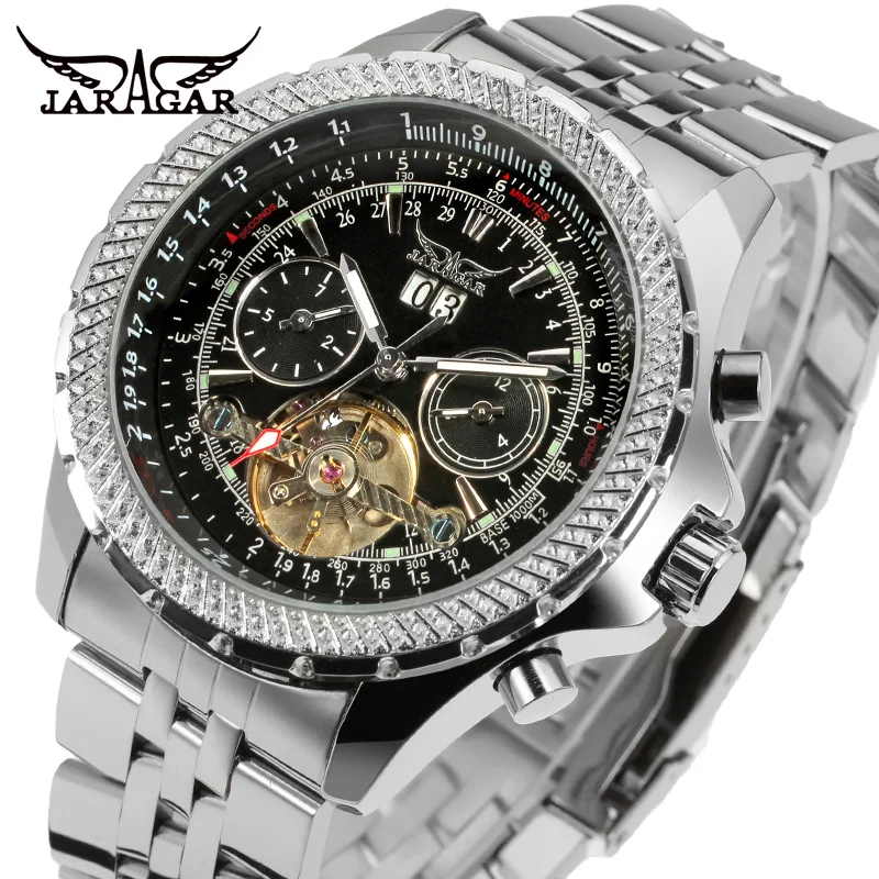 2024 Big Dial Gold Luxury Multifunctional Tourbillon Automatic Men Watch Mechanical Waterproof Stainless Steel Male Wrist Clock