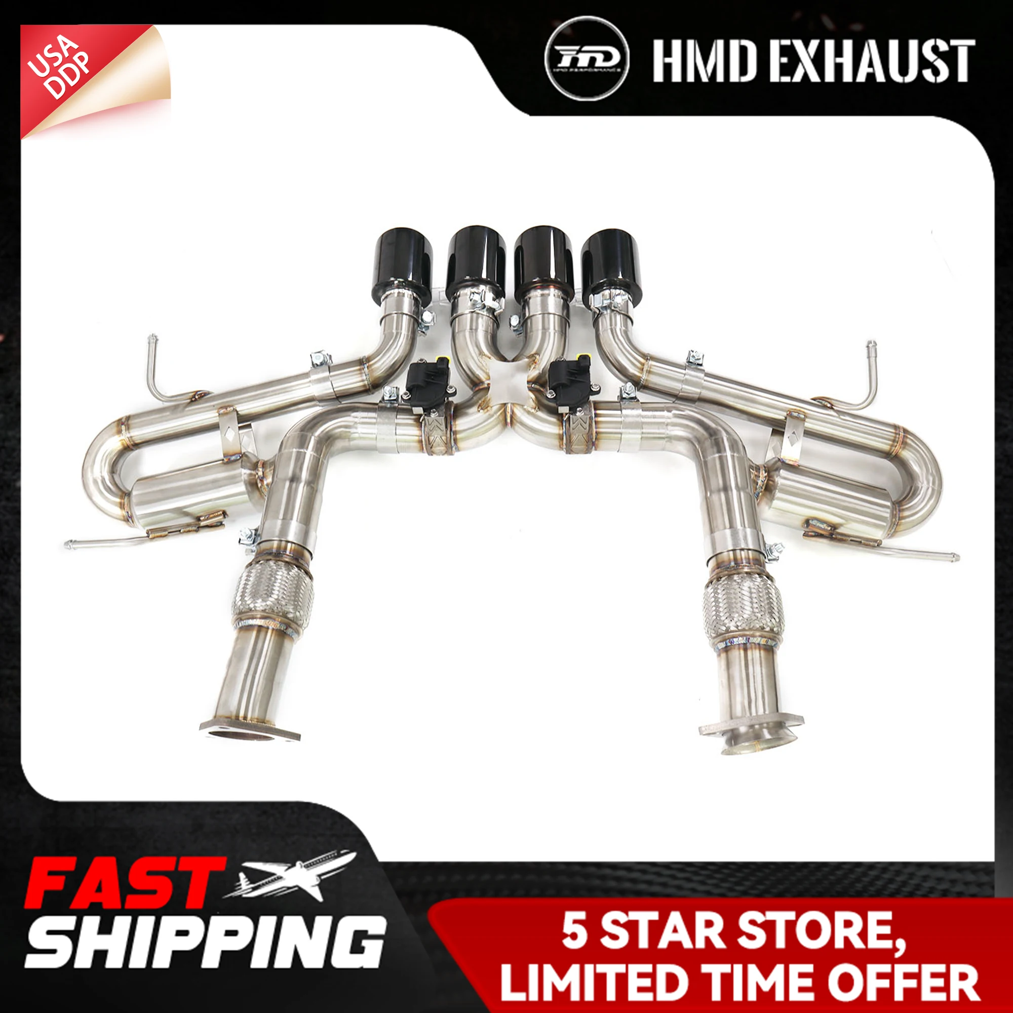 

HMD Exhaust Catback for Corvette C8 Z06 SS304 Increase pipe diameter Electronic valve DIY modification Handcrafted