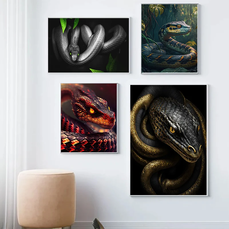 Cold-blooded Animal Snake Canvas Painting Viper Rainforest Killer Modern Poster and Wall Art Picture for Living Room Home Decor