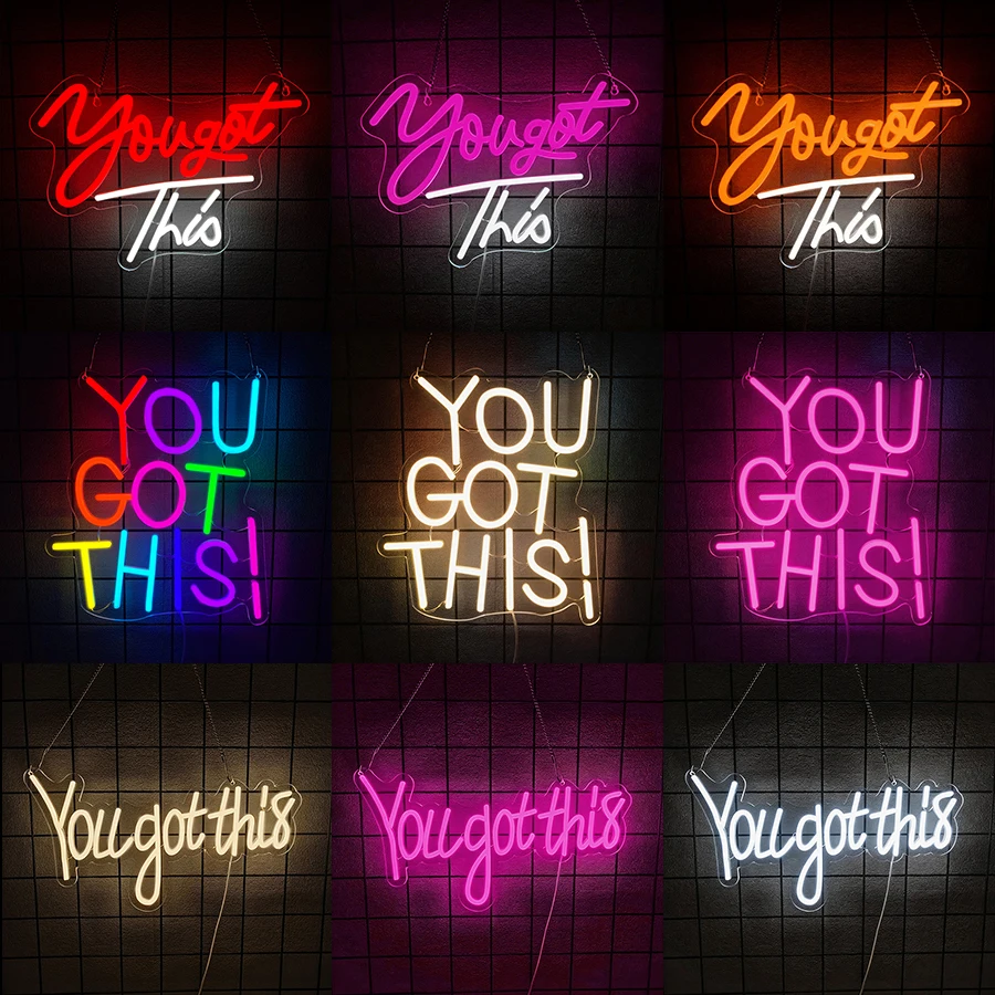 

Неоновая вывеска "You Got This" для декора стен, светодиодные неоновые вывески для спальни, вдохновляющие неоновые светильники с надписями для класса, офиса, библиотеки