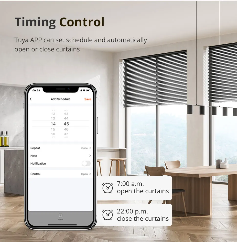 Zemismart WiFi-Elektro-Rollo-Motor, funktioniert mit Tuya-App für Wabenvorhang, Aluminium-Jalousien, römischer Schatten, Alexa, Google Home – Detail 6
