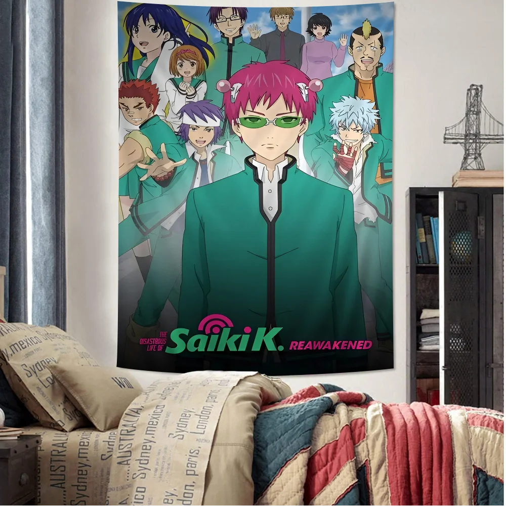 Japanese Anime Saiki K Disasterus Life Cartoon Tapestry Bohemian Wall Tapestries Mandala Wall Hanging Sheets