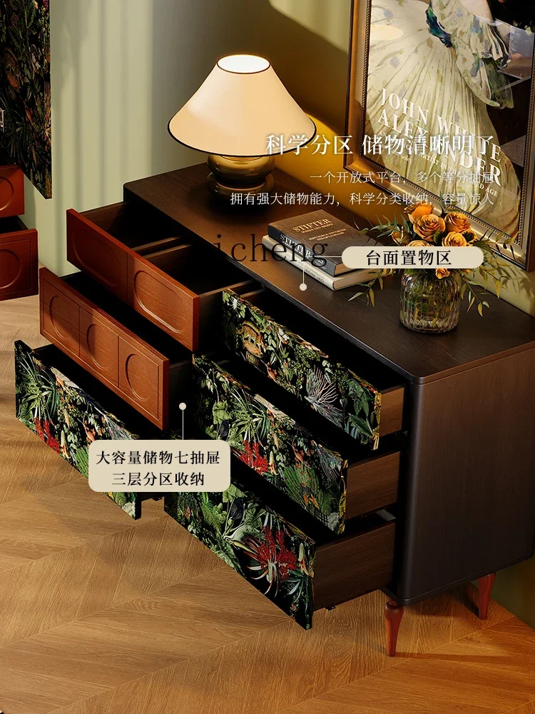 

X5-18 retro solid wood dining side cabinet, living room against the wall storage chest cabinet, entrance cabinet
