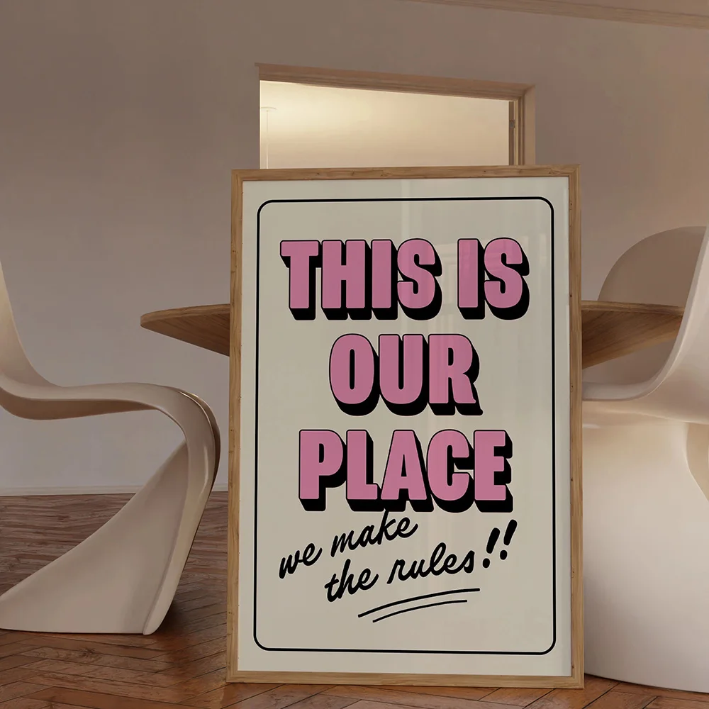 1pcs,This Is Our Place We Make The Rules Light Pink Poster,Taylor Lyrics,Trendy Wall Art,Bar Car Aesthetic,Retro Preppy Poster